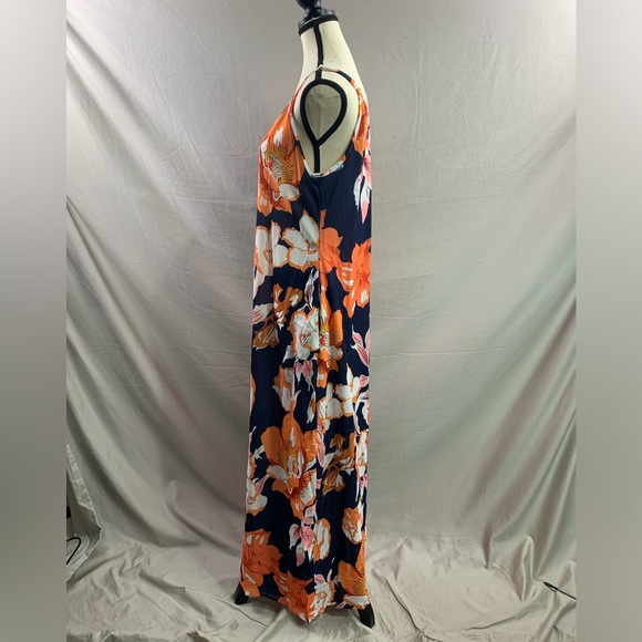 Blue Floral Print Cami Dress With Pockets - Picture 7 of 8